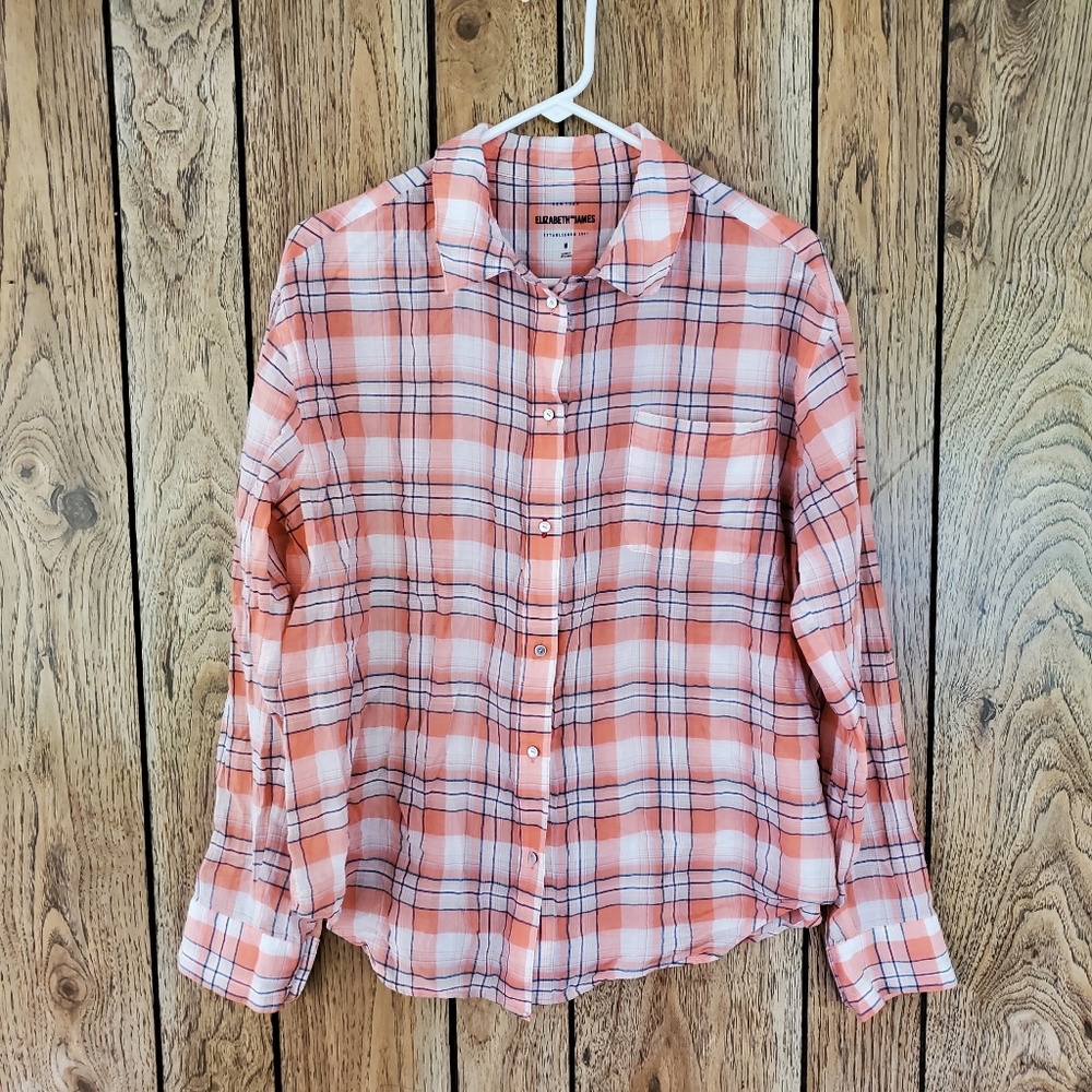 Elizabeth and James Button Down Plaid Shirt